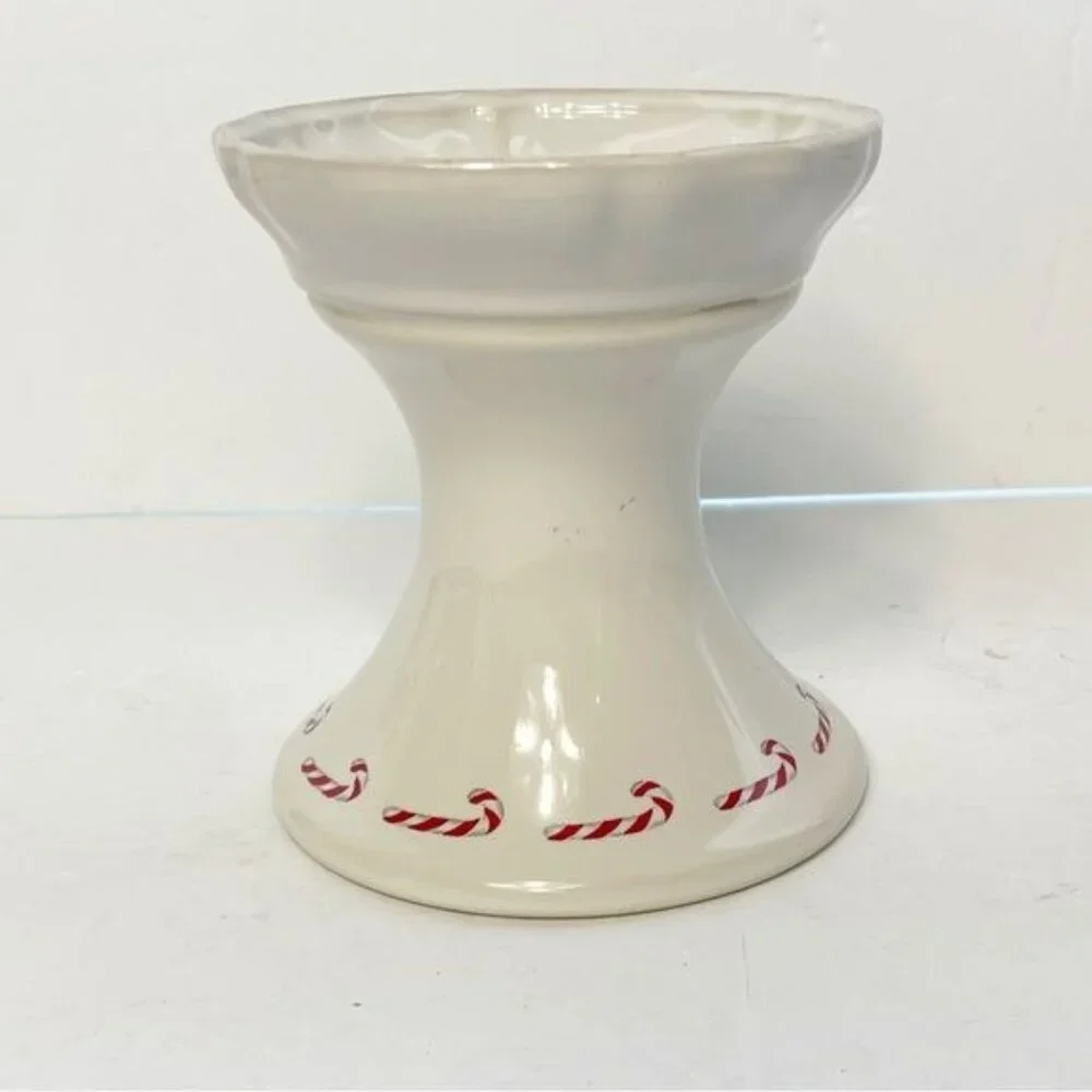 Casafina Nutcracker White Ceramic Candle Holder Candy Cane Design 12 TD122-WHI